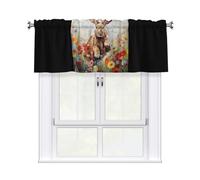 YTUOPWE Rabbit running in the flower field Picture Curtain Valance 54x18in for Kitchen, Bathroom, Laundry Room, and Studio Decor