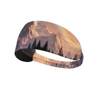 YTUOPWE Rainbow behind the mountains Picture Elastic Exercise Headband Sports Head Tie for Men and Women, Soft, Quick-Dry