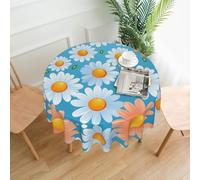 YTUOPWE red and white daisy Pattern Round Decorative Tablecloth 60 in for Indoor and Outdoor Dining, Parties, Weddings