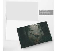 YTUOPWE Red Holiday greeting check blank card and pearl beautiful blank note block Big dinosaur in the forest Picture