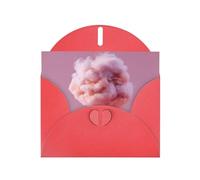 YTUOPWE Red Holiday greeting check blank card and pearl beautiful blank note block Pink Cotton Candy Picture