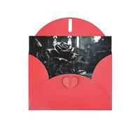 YTUOPWE Red Holiday greeting check blank card and pearl beautiful blank note block Rainy Night Black Rose Picture