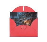 YTUOPWE Red Holiday greeting check blank card and pearl beautiful blank note block The Lone Lamp Under the Cedars Picture