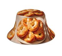 YTUOPWE Reflective Double-Sided Bucket hat Bagels on The Plate. Picture Foldable for Beach, Camping Black