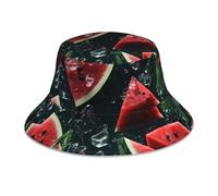 YTUOPWE Reflective Double-Sided Bucket hat Melon in The Water Picture Foldable for Beach, Camping Black