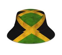 YTUOPWE Reflective Double-Sided Bucket hat Old Jamaican Flag Picture Foldable for Beach, Camping Black