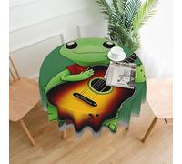 YTUOPWE Returnee holding a guitar Pattern Round Decorative Tablecloth 60 in for Indoor and Outdoor Dining, Parties, Weddings