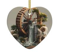 YTUOPWE rotating pumping wheel Picture Christmas Ceramic Love Pendant with gold wire rope for easy hanging Decoration
