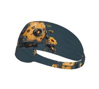 YTUOPWE Sunflower robot Picture Elastic Exercise Headband Sports Head Tie for Men and Women, Soft, Quick-Dry