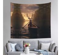 YTUOPWE Tapestry Rowing deer Picture 60x51in Soft,Lightweight for Indoor & Outdoor Use. for Bedroom, Dorm Decor, Beach Throws, Picnic Cloths