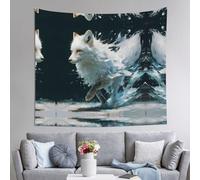 YTUOPWE Tapestry Spiritual White Fox Picture 60x51in Soft,Lightweight for Indoor & Outdoor Use. for Bedroom, Dorm Decor, Beach Throws, Picnic Cloths
