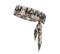 YTUOPWE The galloping wild horse Picture Sports Head Tie Headband for Men and Women, Soft & Breathable Moisture Wicking Athletic