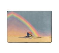 YTUOPWE The House Under the Rainbow Picture Carpet 80x58 in Area Rug for Living Room, Office, Coffee Table, Bed, Balcony - Soft, Fluffy, Water Absorbent, Durable