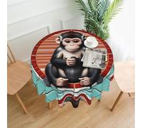 YTUOPWE The silent monkey Pattern Round Decorative Tablecloth 60 in for Indoor and Outdoor Dining, Parties, Weddings