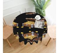 YTUOPWE Treasure chest full of gold coins Pattern Round Decorative Tablecloth 60 in for Indoor and Outdoor Dining, Parties, Weddings