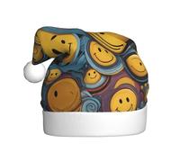 YTUOPWE Various smiley faces Picture Christmas Hat for Adult material is soft and lightweight