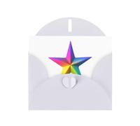 YTUOPWE White Holiday greeting check blank card and pearl beautiful blank note block Colorful five-pointed stars Picture