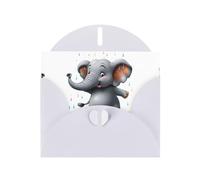 YTUOPWE White Holiday greeting check blank card and pearl beautiful blank note block Elephant dancing in the rainbow rain Picture