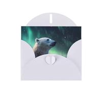 YTUOPWE White Holiday greeting check blank card and pearl beautiful blank note block Polar bear in the snow Picture