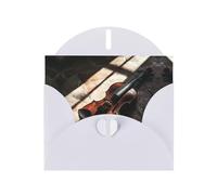 YTUOPWE White Holiday greeting check blank card and pearl beautiful blank note block Violin in the Sunlight Picture