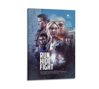 YTWRGWERR Run Hide Fight Posters Aesthetic Wall Art Decorative Painting Poster Decor Vintage Canvas for Living Room Bed Room 08x12inch(20x30cm) Frame-style