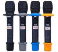 YTYKINOY 4 Sets Wireless Handheld Microphone Shakeproof Anti-Rolling Mic Protection Silicone Ring & Bottom Rod Sleeve Holder Stand for KTV Device (4 Colors)