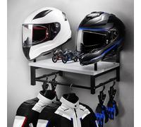 YTYLSJ Helmet Rack Wall Mount,Motorcycle Helmet Mount with 4 Glove Clips & Extended Screws,Motorcycle Gear Storage Plate Rack Display Organizer for Motorcycle(Vintage White)