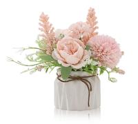 YTZWkit Artificial Flowers in Vase, Faux Pink Hydrangea Flowers with Ceramic Vase, Fake Flower Plants in Pot for Table Living Room Bedroom Office Coffee Shop Party Home Indoor Decoration