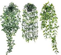 YTZWkit Hanging Artificial Plants Set of 3 Fake Vines Plants Indoors in Pot Trailing Faux Plant for Home Bathroom Garden Office Wedding Wall Decoration Outdoor Gift