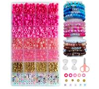 YTZWkit Pony Beads for Bracelet Making Kit, Handmade Friendship Making Set with Spacer Charms Letter Hair Beads, Jewelry Crafts Gift for Teen Girls