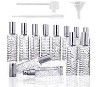 YU FENG 12pcs Engraved Taj Mahal Style Clear Glass Atomizer Spray Bottles Empty Refillable for Perfume Essential Oil,Packed with Funnels Pipettes Dispensers