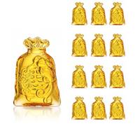 YU FENG 13 Pack Crystal Chinese Money Bag Figurine Glass Golden Fortune Treasure Basin Statue Ornament for Wealth Success Good Luck Home Car Decor Arts (70mm & 30mm)