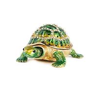 YU FENG 3 Inch Turtle Trinket Box, Crystal Hinged Jewelry Box Collectible