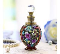 Yu Feng 5ml Vintage Crystal Flower Shape Refillable Glass Perfume Bottle with Enamel Painting Decorative