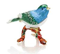 YU FENG Blue Bird on a Branch Trinket Box Small Hinged Trinket Boxes Bird Enamel Jewelry Trinket Box Animal Figurine Ring Box for Daughter Girl Women
