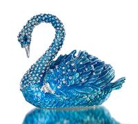 YU FENG Blue Swan Animal Jewelry Trinket Box Hinged Collectible Figurines for Home Decor