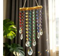 YU FENG Hanging Crystal Prism Suncatcher Window Garden Decoration Ornament Rainbow Glass Beads Chain Pendant Crystal Wind Chimes