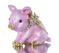 YU FENG Piggy Trinket Box Hinged Jewelry Box Animal Figurine Ring Holder