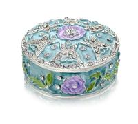 YU FENG Small Vintage Round Trinket Box Hinged Trinket Boxes Jeweled Ring Box Jewelry Trinket Box Gift for Girl Women