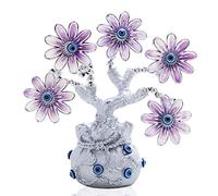 YU FENG Turkish Blue Evil Eye Pink Flowers Money Fortune Tree with Lucky Bag Vase Protection Good Luck Gift