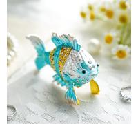 YU FENG Vintage Tropical Fish Trinket Box, Hinged Enamel Hand Painted Sea Animal Jewelry Box Ring Earrings Jewelry Organizer For Home Decor Gift