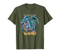 Yu-Gi-Oh! Blue Eyes White Dragon Gaming Graphic PAPL2500 T-Shirt, Men, Olive Green, X-Large