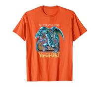 Yu-Gi-Oh! Blue Eyes White Dragon Gaming Graphic PAPL2500 T-Shirt, Men, Orange, Small
