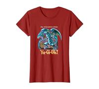 Yu-Gi-Oh! Blue Eyes White Dragon Gaming Graphic PAPL2500 T-Shirt, Women, Cranberry Red, Large