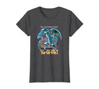 Yu-Gi-Oh! Blue Eyes White Dragon Gaming Graphic PAPL2500 T-Shirt, Women, Dark Heather Grey, X-Large