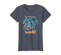 Yu-Gi-Oh! Blue Eyes White Dragon Gaming Graphic PAPL2500 T-Shirt, Women, Heather Blue, X-Large
