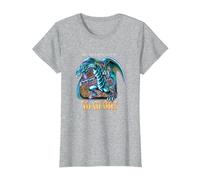 Yu-Gi-Oh! Blue Eyes White Dragon Gaming Graphic PAPL2500 T-Shirt, Women, Heather Grey, X-Large