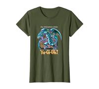 Yu-Gi-Oh! Blue Eyes White Dragon Gaming Graphic PAPL2500 T-Shirt, Women, Olive Green, Medium