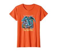 Yu-Gi-Oh! Blue Eyes White Dragon Gaming Graphic PAPL2500 T-Shirt, Women, Orange, Medium