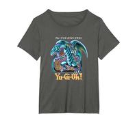 Yu-Gi-Oh! Blue Eyes White Dragon Gaming Graphic PAPL2500 T-Shirt, Women's Plus, Asphalt Grey, 1X